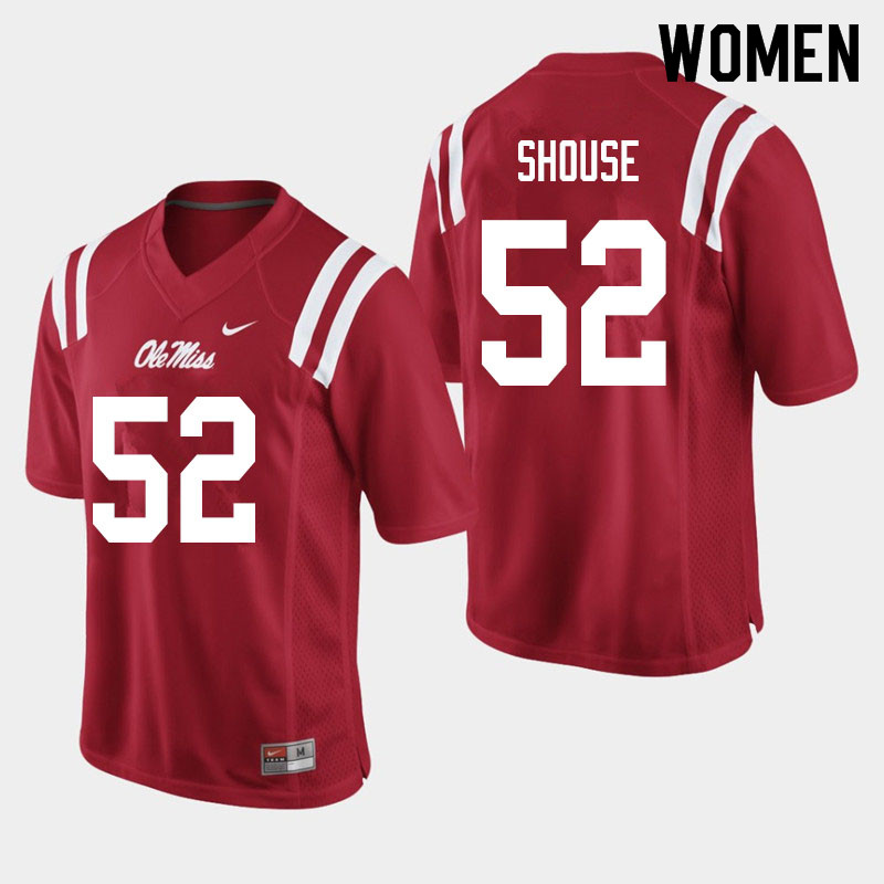 Luke Shouse Ole Miss Rebels NCAA Women's Red #52 Stitched Limited College Football Jersey NOR5358BE